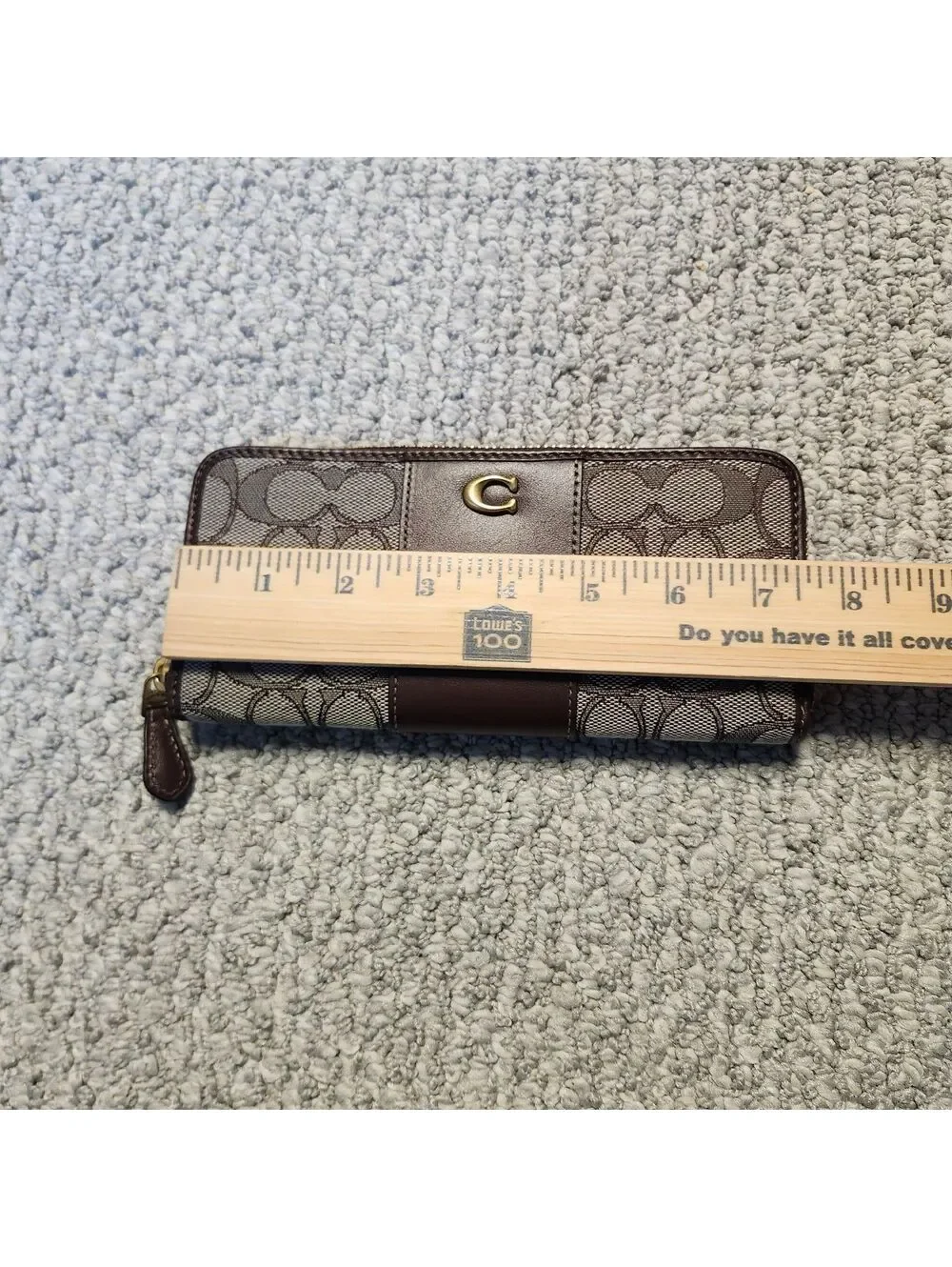 Coach Essential Slim Accordion Zip Around Wallet Signature Canvas and Leather